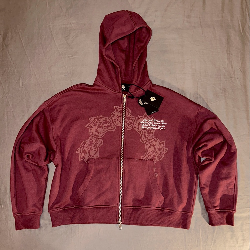 SURROUNDED DARCO DOUBLE ZIP HOODIE - RED FOG - XL